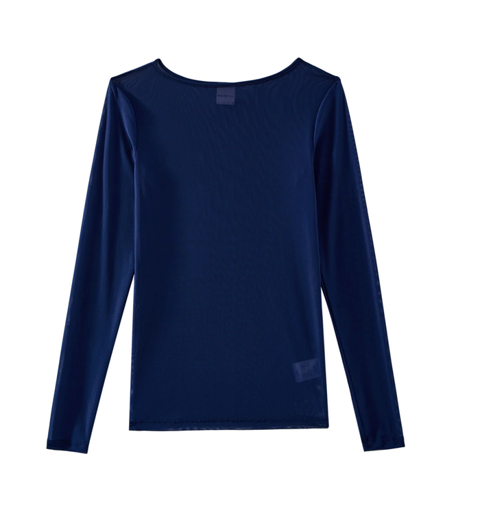 Navy Boat Neck Long Sleeve