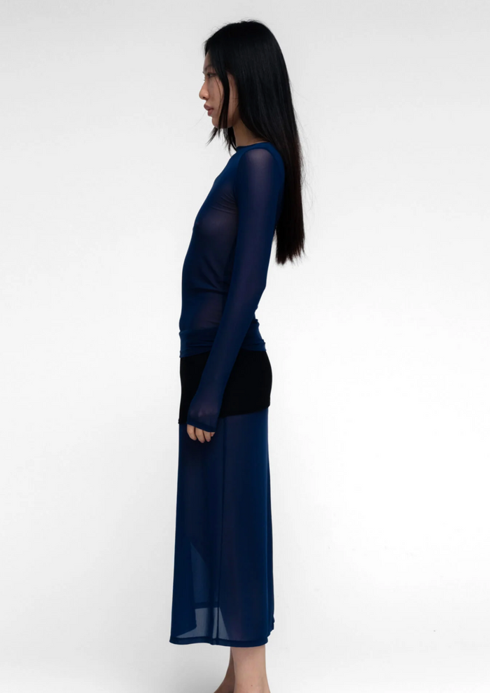Navy Boat Neck Long Sleeve