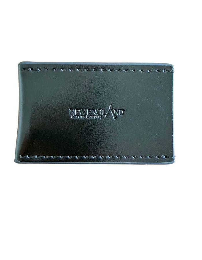 Black leather razor cover with embossed logo