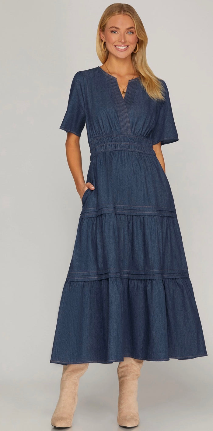 Nidia Denim Midi Dress