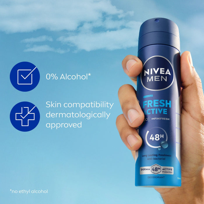 Nivea Men Fresh Active Anti-Perspirant Deodorant Spray 150ml - Makkah Pharmacy