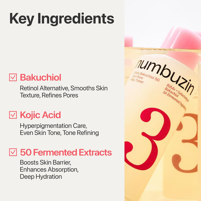 Numbuzin Bifida Bakuchiol 50 Zero Pore Milky Toner 200ml