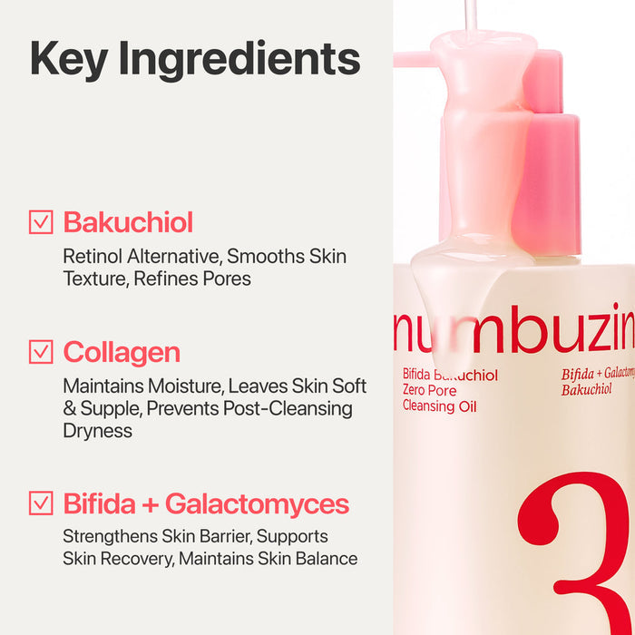 Numbuzin Bifida Bakuchiol Zero Pore Cleansing Oil 200ml