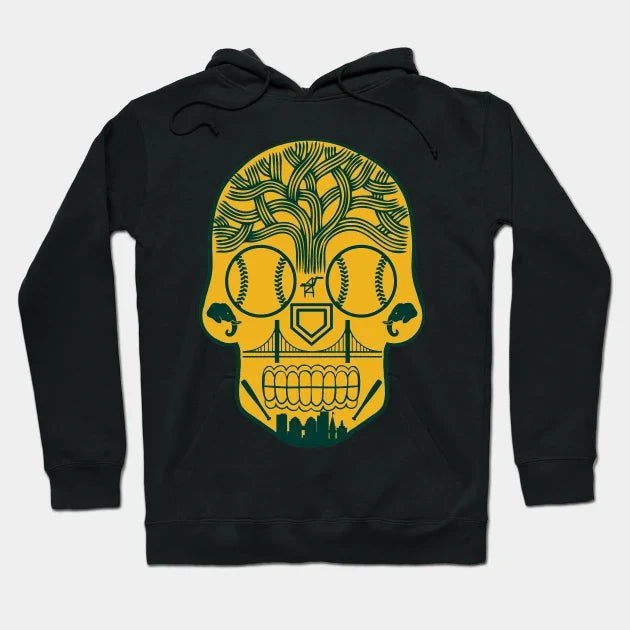 Oakland Baseball Sugar Skull Sticker Hoodie