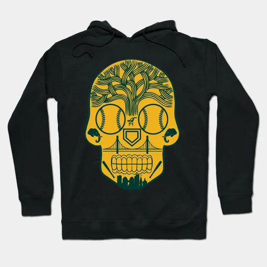 Oakland Baseball Sugar Skull Sticker Hoodie