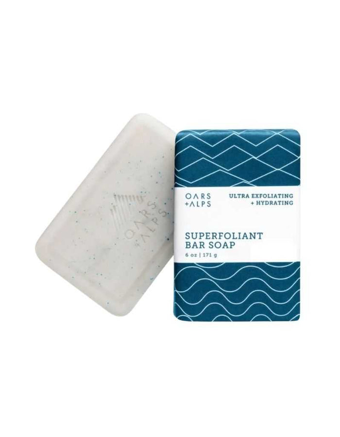Oars + Alps Superfoliant Bar Soap with packaging front view