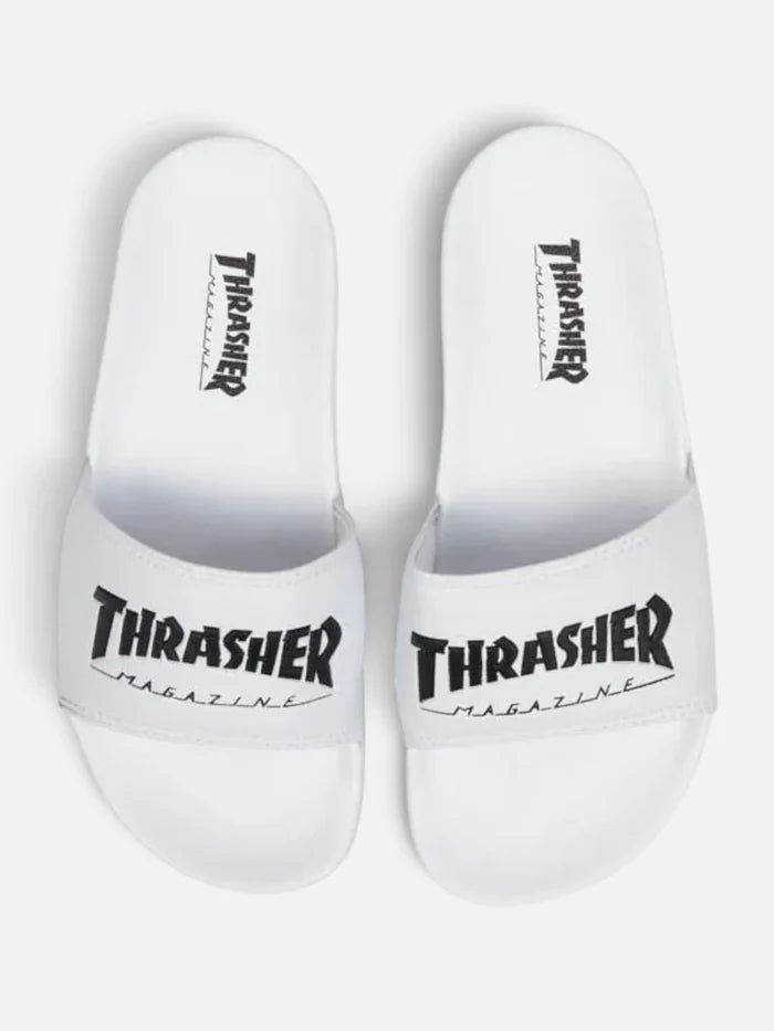 Ojota Thrasher Sliders Magazine Blanco Negro