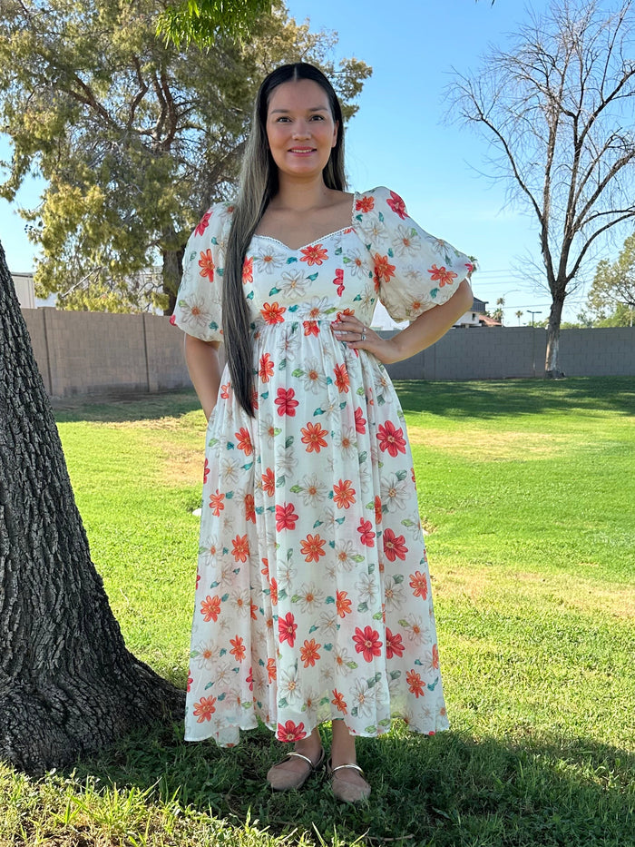 Olivia Floral Tencel Puff Dress