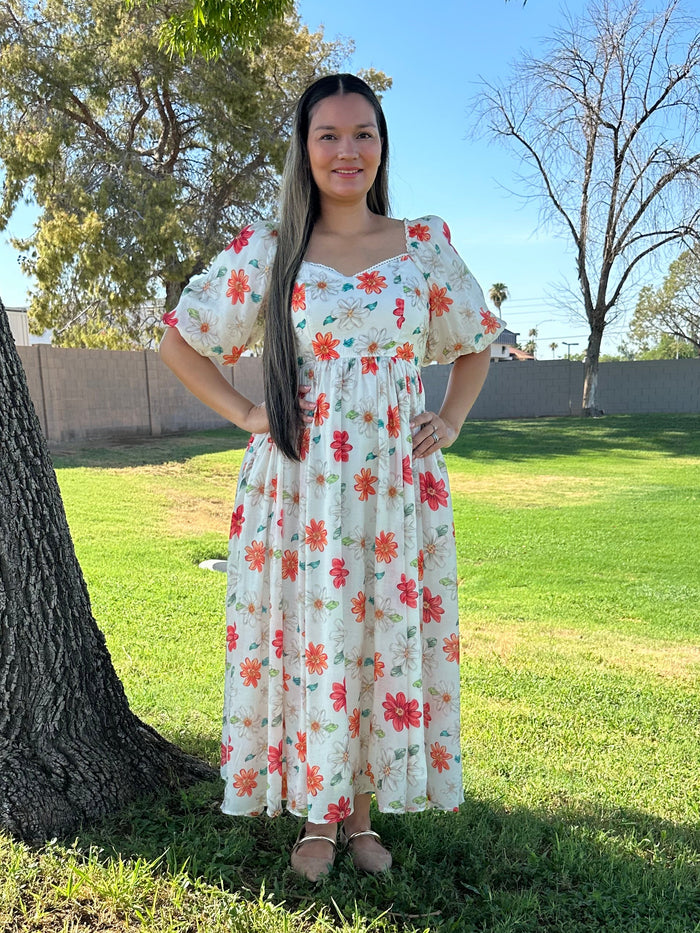 Olivia Floral Tencel Puff Dress
