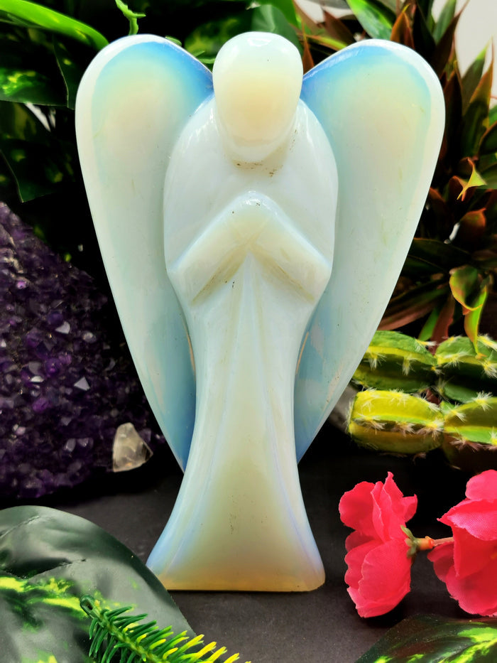 Opalite Angel figurine - Crystal Healing / Reiki / Chakra - 6.5 inches and 480 gms (1.06 lb) | Home Decor