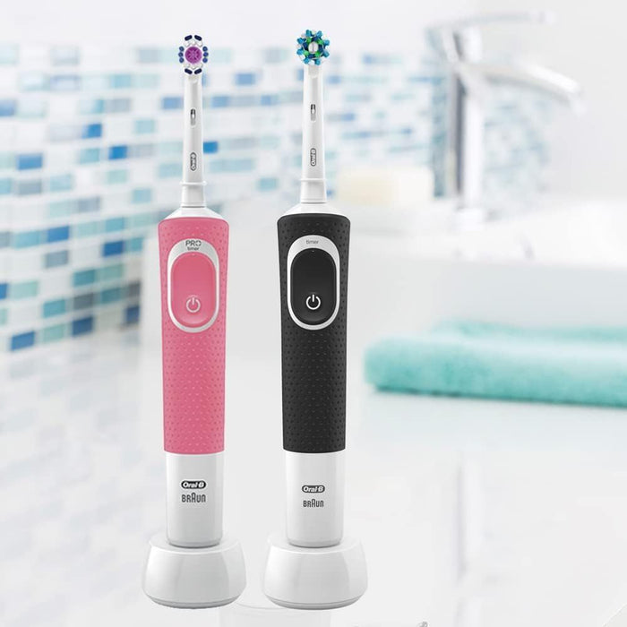 Oral-B D100 Electric Toothbrush - Black & Pink, 1+1 Free Bundle - Makkah Pharmacy