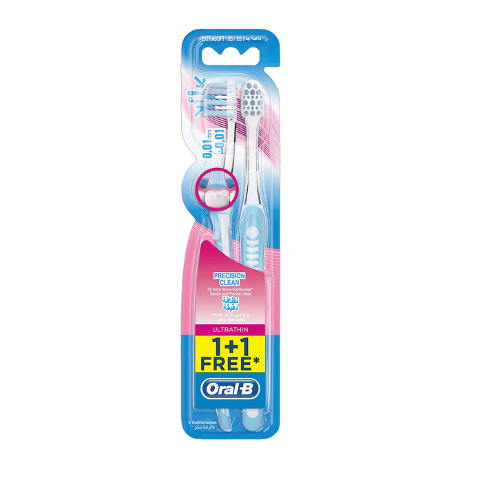 Oral-B Ultrathin Precision Clean Extra Soft Manual Toothbrush, 2 Pieces - Makkah Pharmacy