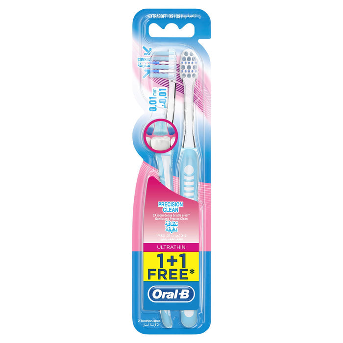 Oral-B Ultrathin Precision Clean Extra Soft Manual Toothbrush, 2 Pieces - Makkah Pharmacy