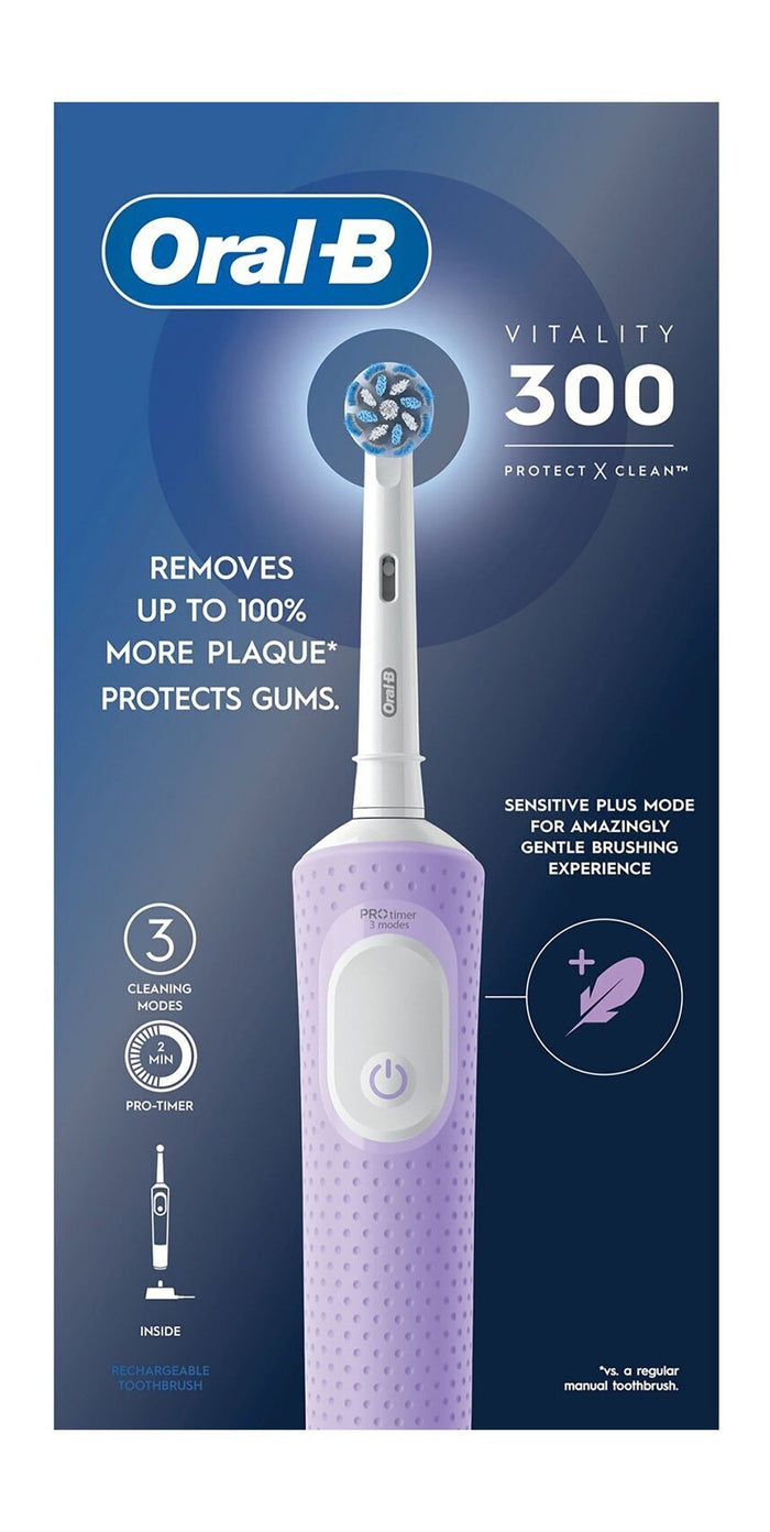 Oral-B Vitality 300 Protect X Clean Rechargeable Electric Toothbrush - Pink Lilac, 1 Pack - Makkah Pharmacy
