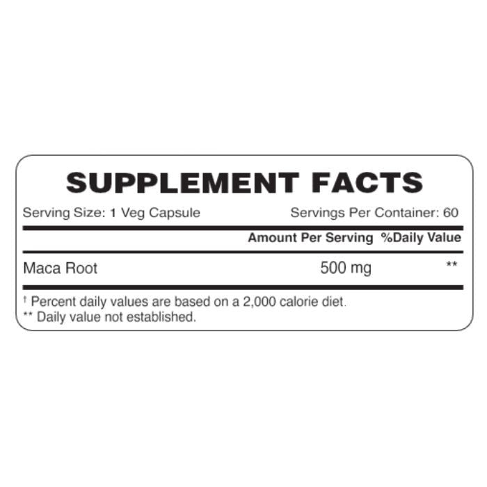 Organic Earth Maca Root, Natural Energy, Hormonal Balance and Vitality Support - 60 Capsules Organic Earth