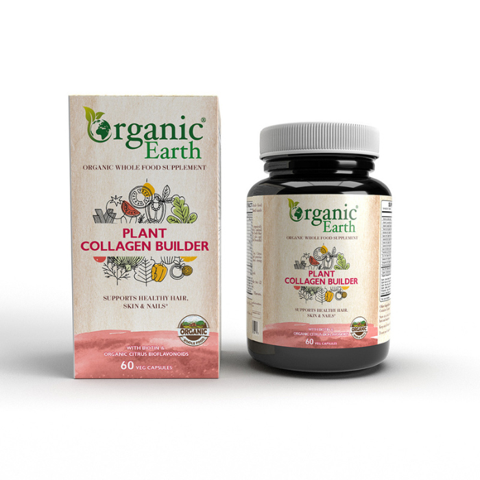 Organic Earth Plant Collagen Builder 60 Capsules – Vegan Collagen Support Organic Earth
