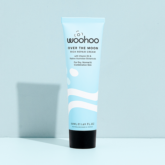 Over the Moon Rich Repair Cream, 50ml recyclable aluminium tube - rich hydrating moisturiser with Vitamin B3 and Kakadu Plum.