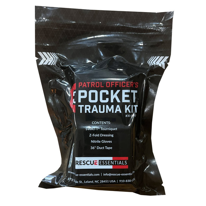 Patrol Officer's Pocket Trauma Kit by rescue essentials, showing kit without a case