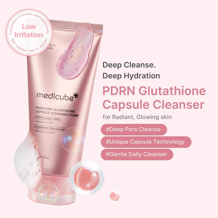 Medicube PDRN Pink Glutathione Capsule Cleansing Foam Nudie Glow Australia
