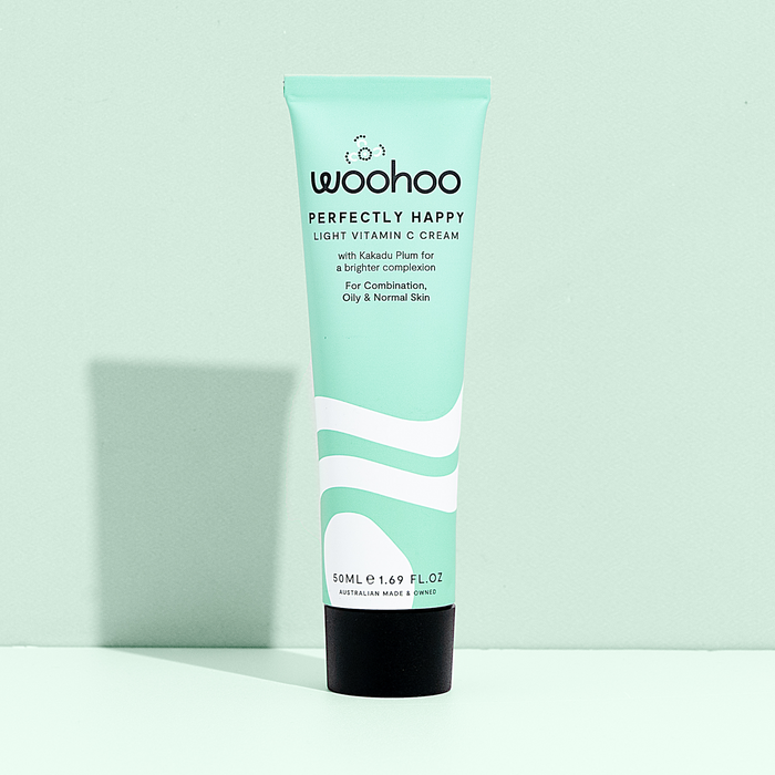 Perfectly Happy Light Vitamin C Cream, 50ml recyclable aluminium tube - lightweight brightening moisturiser with Kakadu Plum.
