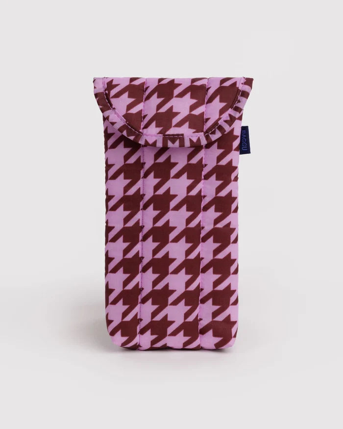 Pink Houndstooth Puffy Glasses Sleeve