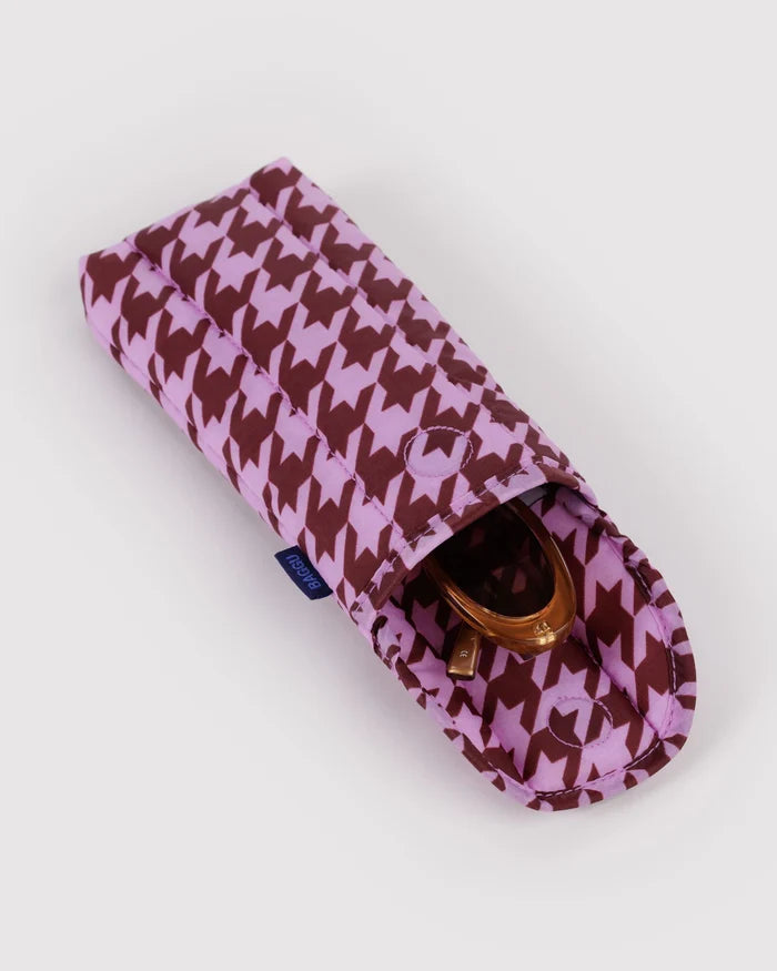 Pink Houndstooth Puffy Glasses Sleeve