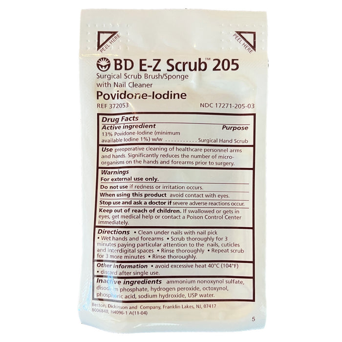 Povidone Iodine Surgical Scrub Brush/Sponge, front of packaging