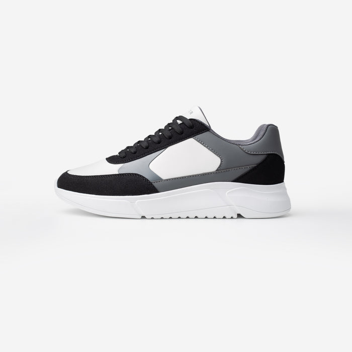 Men's  White Black Premium LTHR Runner  Closure London  Front View