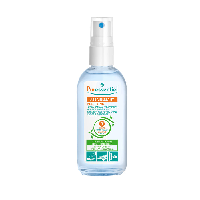 Puressentiel Purifying Antibacterial Lotion Spray Hands & Surfaces with 3 Essential Oils 80ml Puressentiel