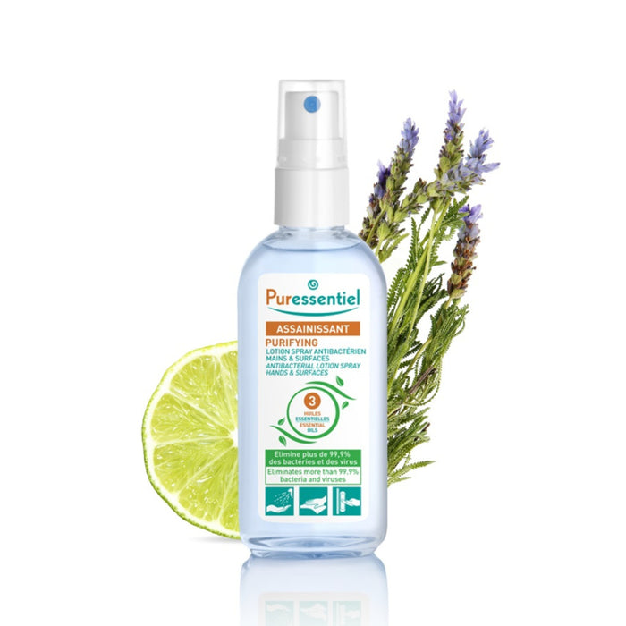 Puressentiel Purifying Antibacterial Lotion Spray Hands & Surfaces with 3 Essential Oils 80ml Puressentiel