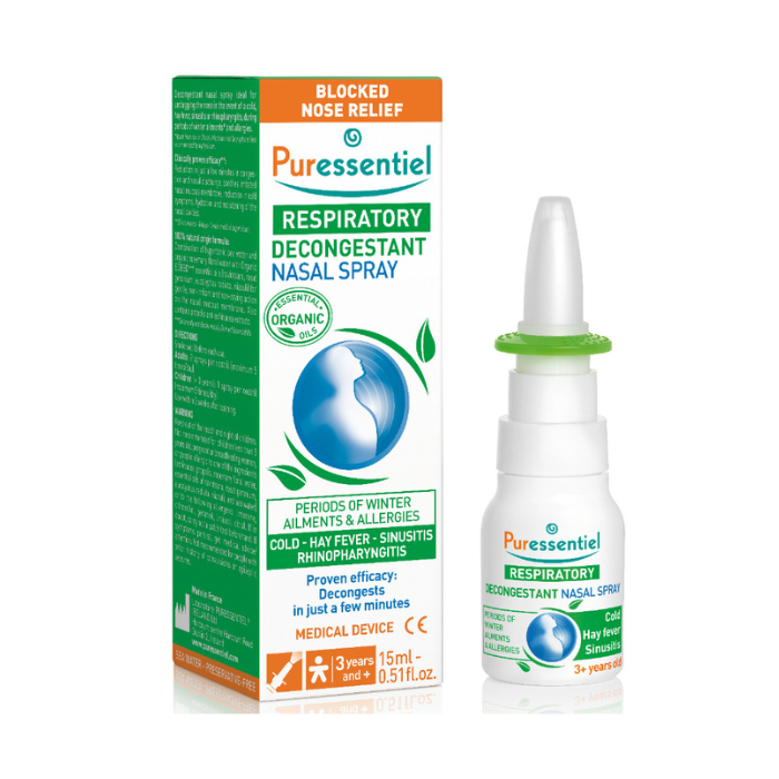 Puressentiel Respiratory Decongestant Nasal Spray, Natural Relief for Blocked Nose, Sinusitis & Allergies – 15ml Puressentiel