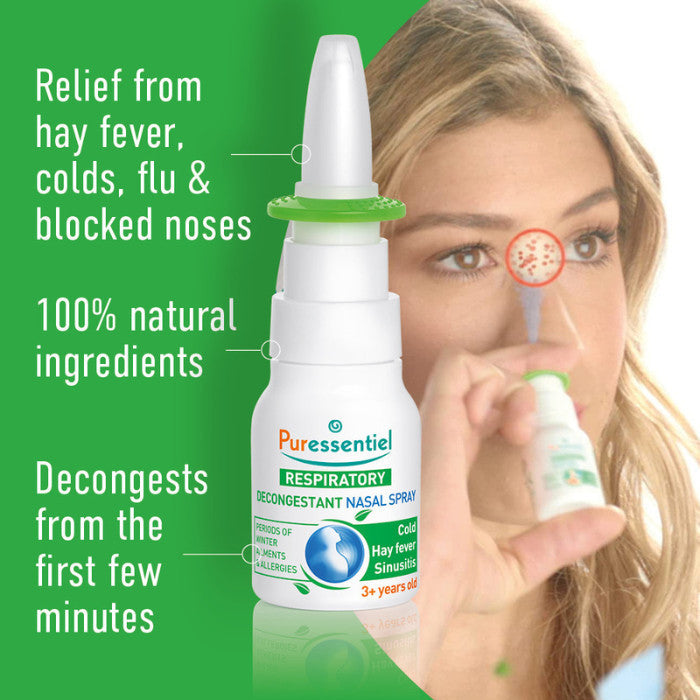 Puressentiel Respiratory Decongestant Nasal Spray, Natural Relief for Blocked Nose, Sinusitis & Allergies – 15ml Puressentiel