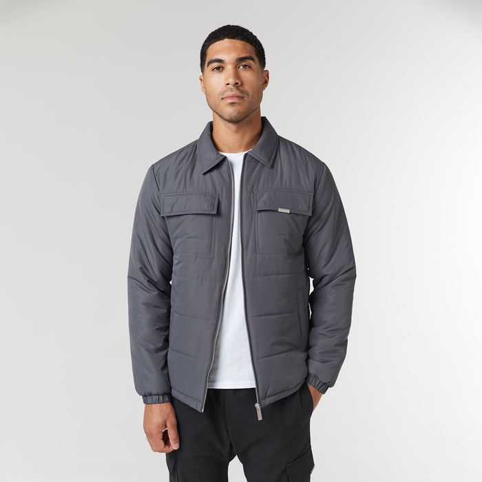 Quilted Overshirt Jacket | Charcoal