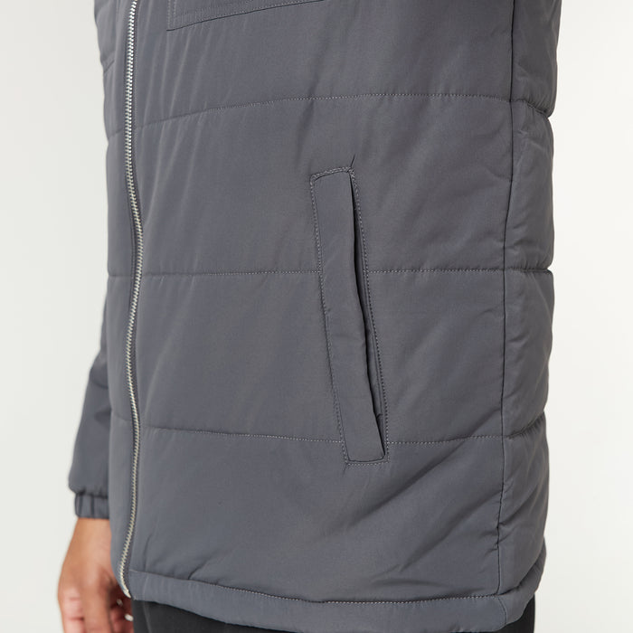 Quilted Overshirt Jacket | Charcoal