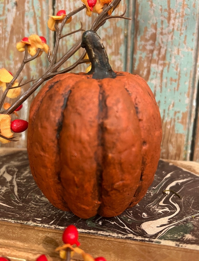 RA-158 Small Tall Orange Paper Mache Pumpkin