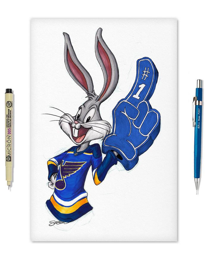 Rabbit Hockey Fan x NHL Blues Bugs Bunny Limited Edition Art Print