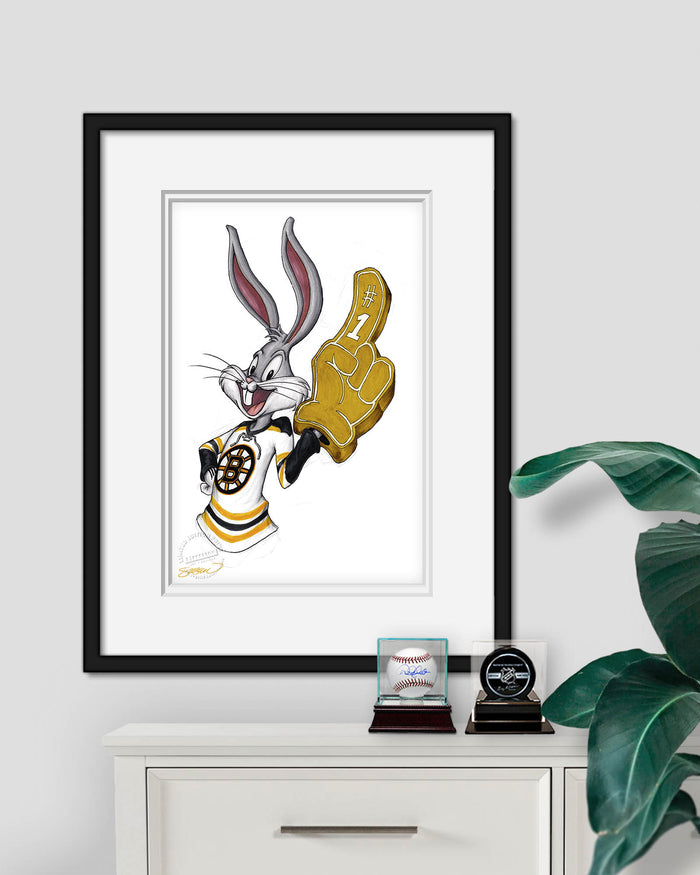 Rabbit Hockey Fan x NHL Bruins Bugs Bunny Limited Edition Art Print