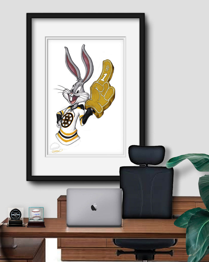 Rabbit Hockey Fan x NHL Bruins Bugs Bunny Limited Edition Art Print