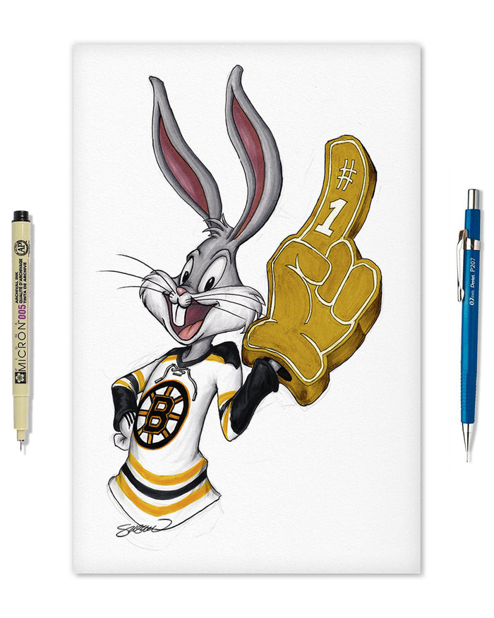 Rabbit Hockey Fan x NHL Bruins Bugs Bunny Limited Edition Art Print