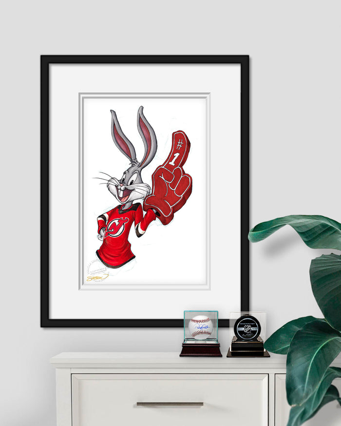 Rabbit Hockey Fan x NHL Devils Bugs Bunny Limited Edition Art Print