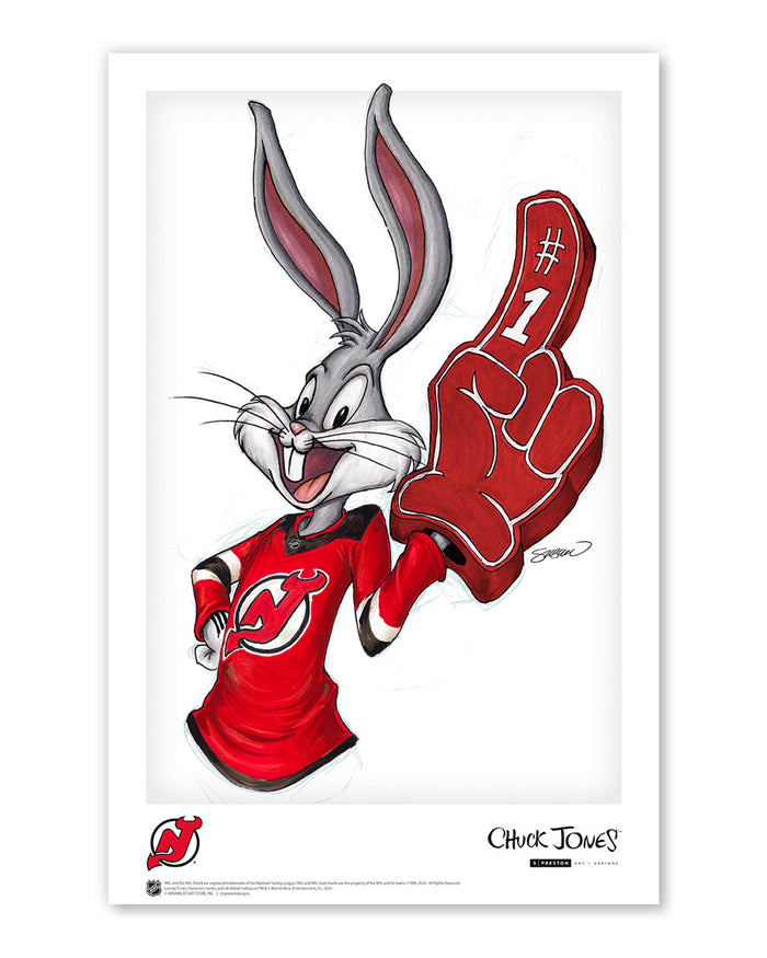 Rabbit Hockey Fan x NHL Devils Bugs Bunny Limited Edition Art Print