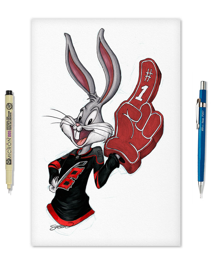 Rabbit Hockey Fan x NHL Hurricanes Bugs Bunny Limited Edition Art Print
