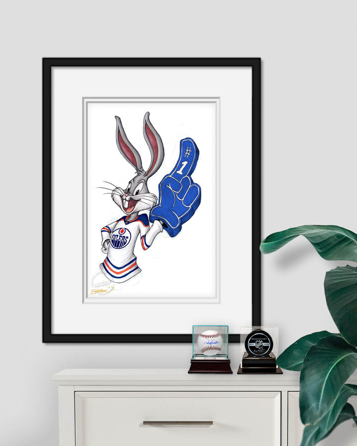 Rabbit Hockey Fan x NHL Oilers Bugs Bunny Limited Edition Art Print