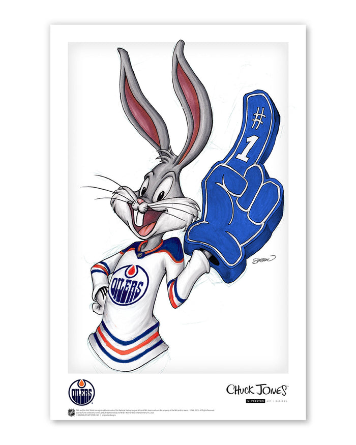 Rabbit Hockey Fan x NHL Oilers Bugs Bunny Limited Edition Art Print