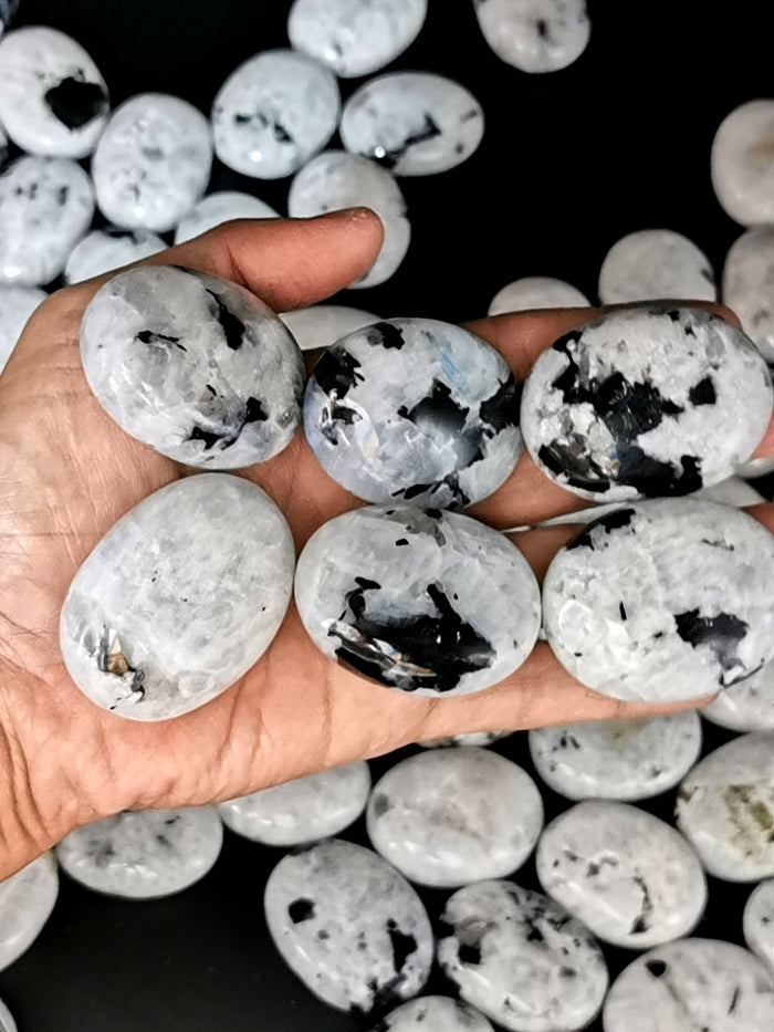 Rainbow Moonstone palm stones - ONE PIECE - crystal/chakra/reiki/healing - 50 gms weight