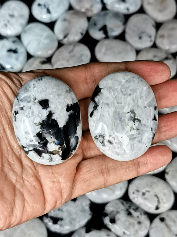 Rainbow Moonstone palm stones - ONE PIECE - crystal/chakra/reiki/healing - 50 gms weight