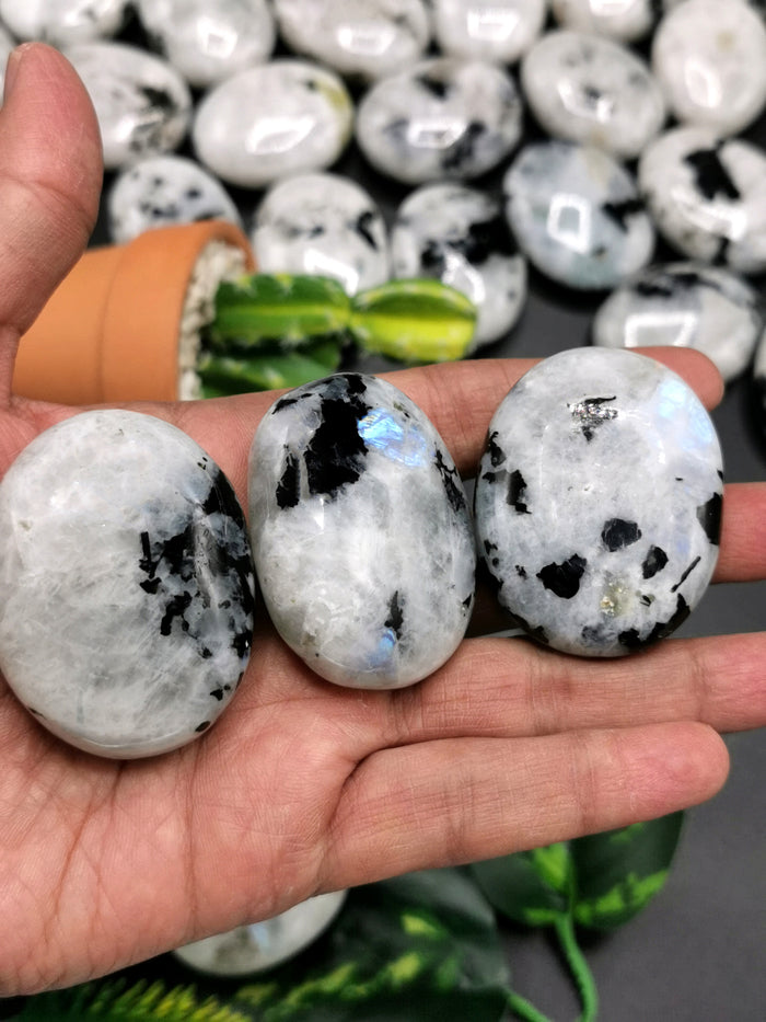 Rainbow Moonstone palm stones - ONE PIECE - crystal/chakra/reiki/healing - 50 gms weight