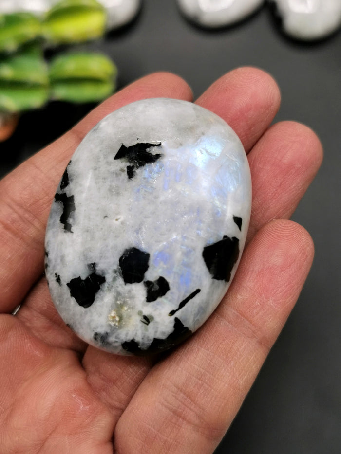Rainbow Moonstone palm stones - ONE PIECE - crystal/chakra/reiki/healing - 50 gms weight