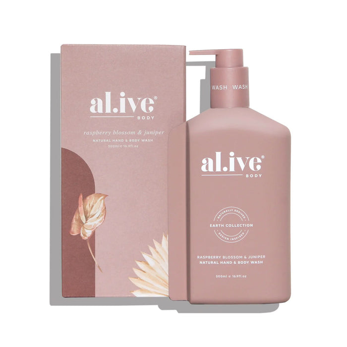 al.ive body Raspberry Blossom & Juniper Hand & Body Wash Nudie Glow Australia