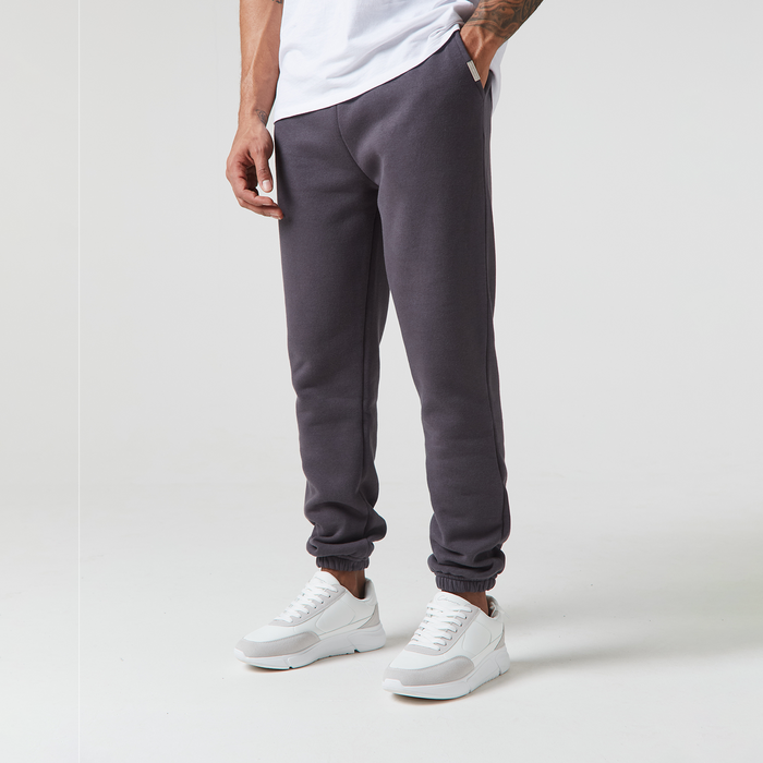 Men's  Dark Grey Relaxed Fit Cuffed Jogger  Closure London  Front View